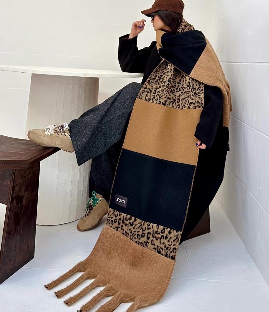 شال تکه دوزی پلنگی